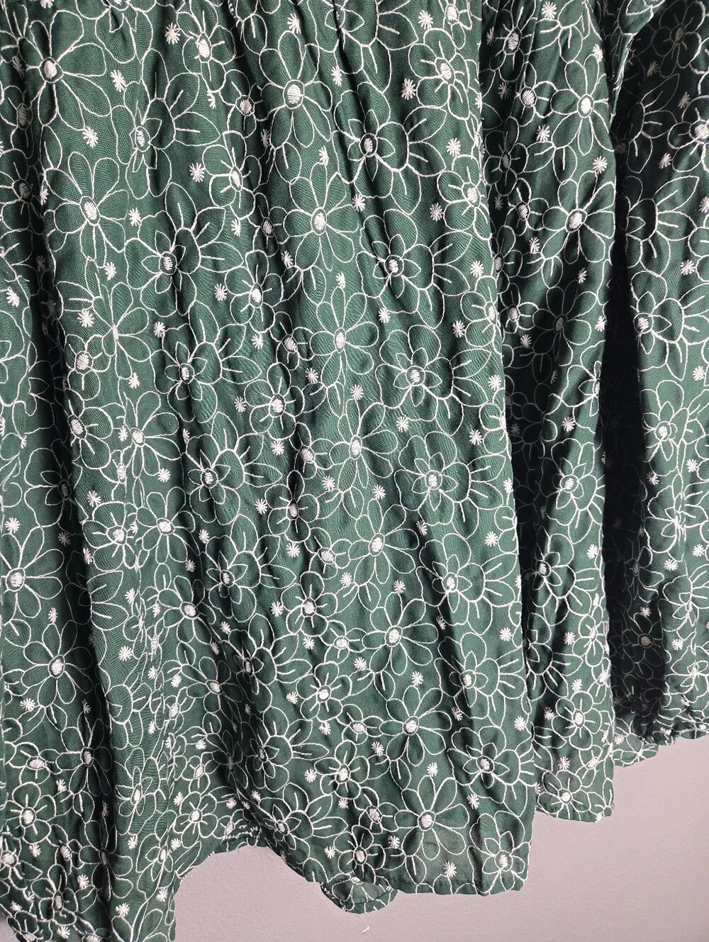 Hayden Los Angeles Green Floral Eyelet Boho Ruffle Sleeve Size 1X